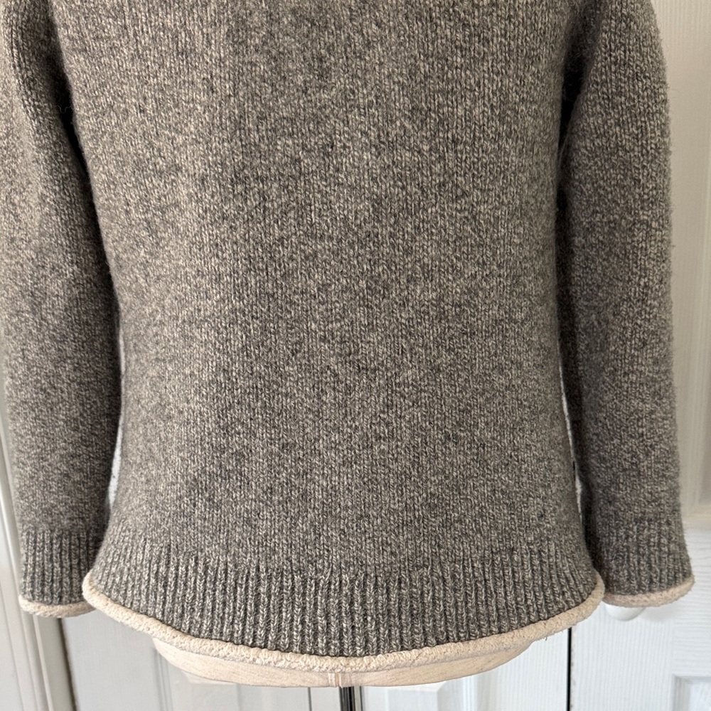 LL Bean Sweater Jacket Women’s Gray Full Zip Lambs Wool Sherpa Lined Cozy Sz M - Picture 9 of 11